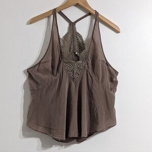 Free People Intimately Women's 100% Silk Cami Lace Top, Size Small